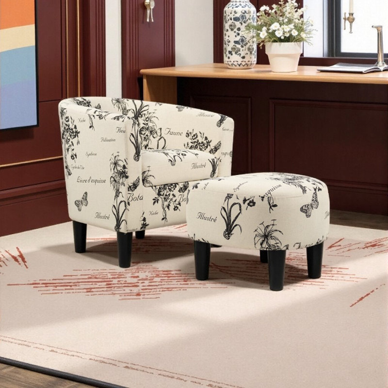 Ensemble de chaise d'appoint et de repose-pieds d'inspiration rétro