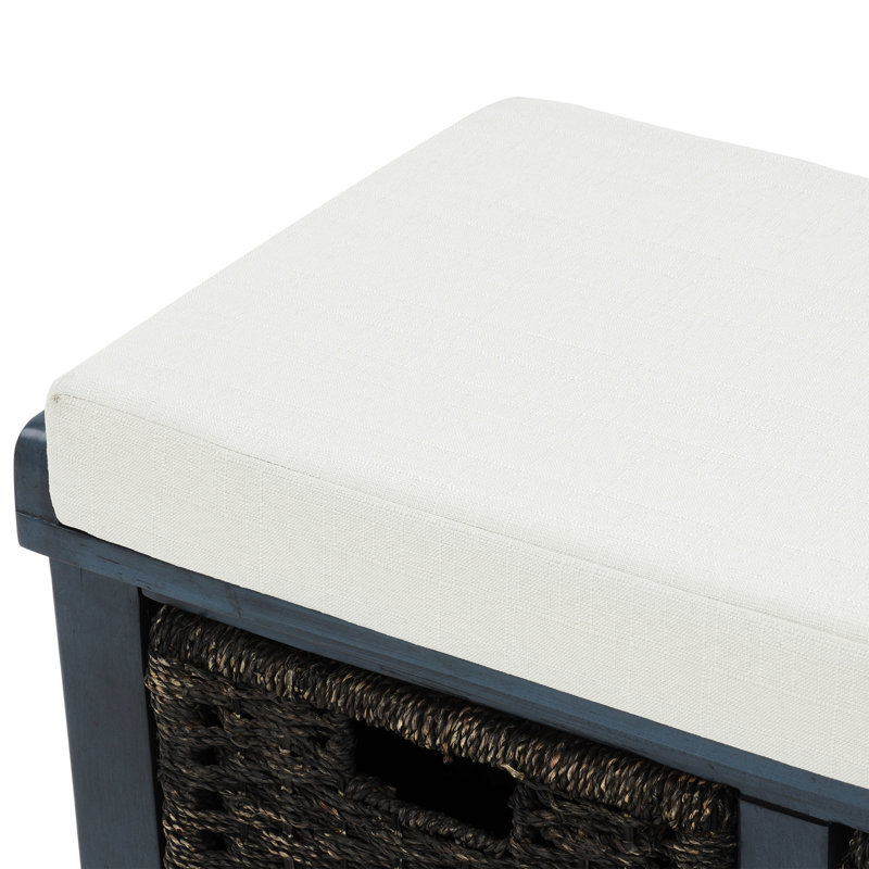 036-Banc de rangement en velours pour chambre avec pieds en bois, Café