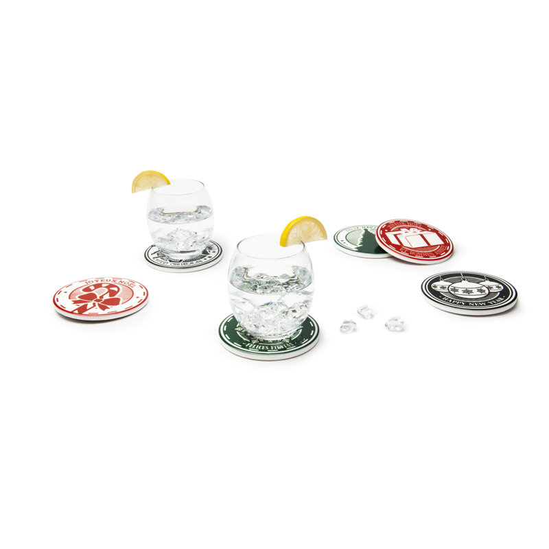 Christmas Stamp Round 6 Piece Coaster Set