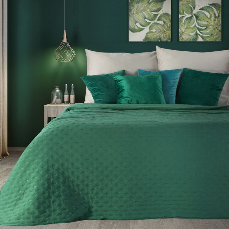 Raub No Pattern Bedspread, W170 x L210cm, Dark Green