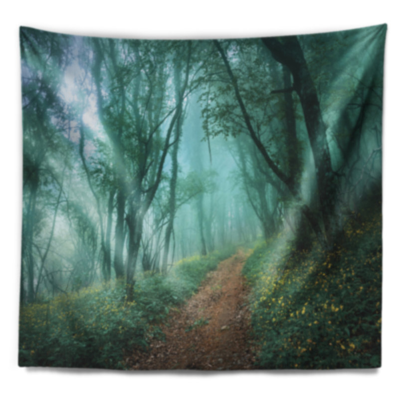 Tapisserie de forêt à automne mystical en polyester avec accessoires suspendus inclus, H 32 po x l 39 po