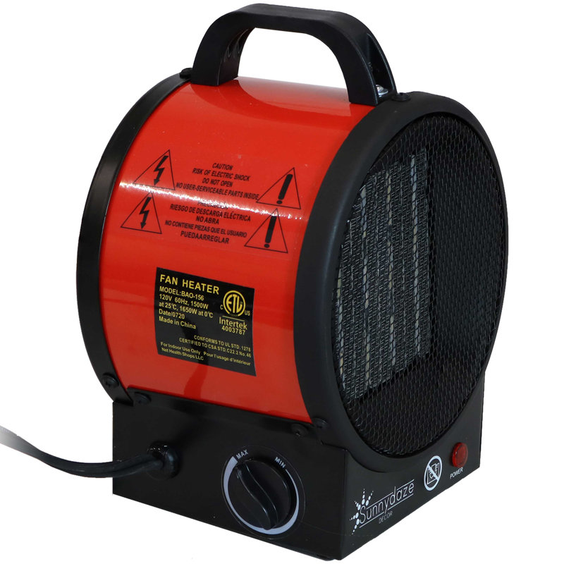 Portable Red Ceramic Electric Space Heater with Auto Shut-Off