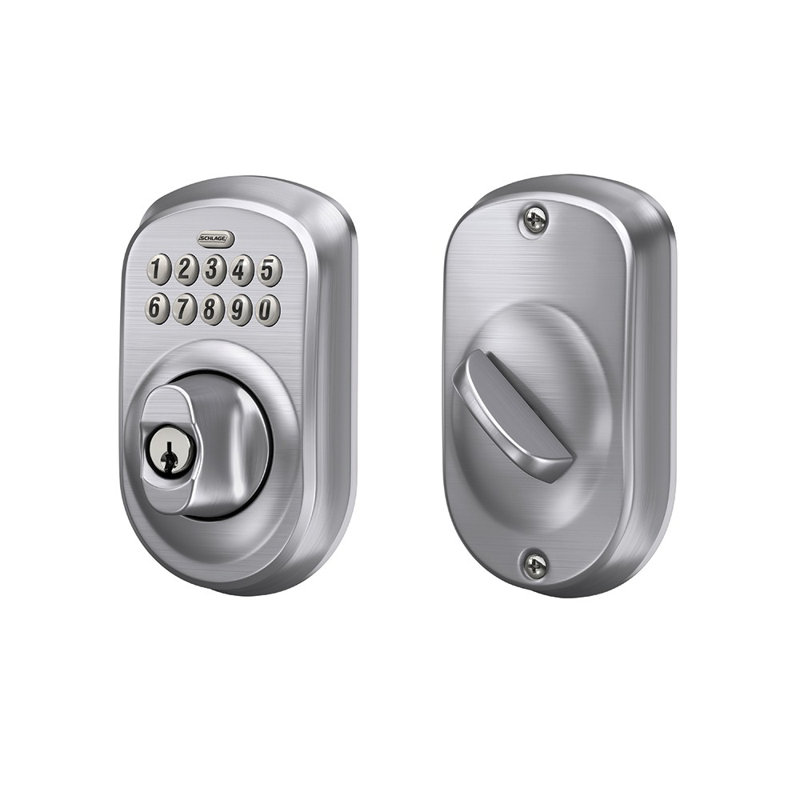 Schlage Keypad Deadbolt with Plymouth Trim, Satin Chrome