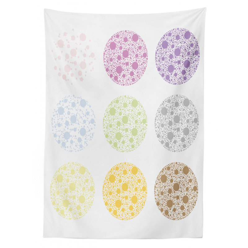 Nappe ambesonne poiss en forme de nappe, différents points de pois de couleur grand remplis de petit motif rond, housse de table rectangulaire pour la cuisine de salle à manger décoration, 52 po x 70 po, multicolore