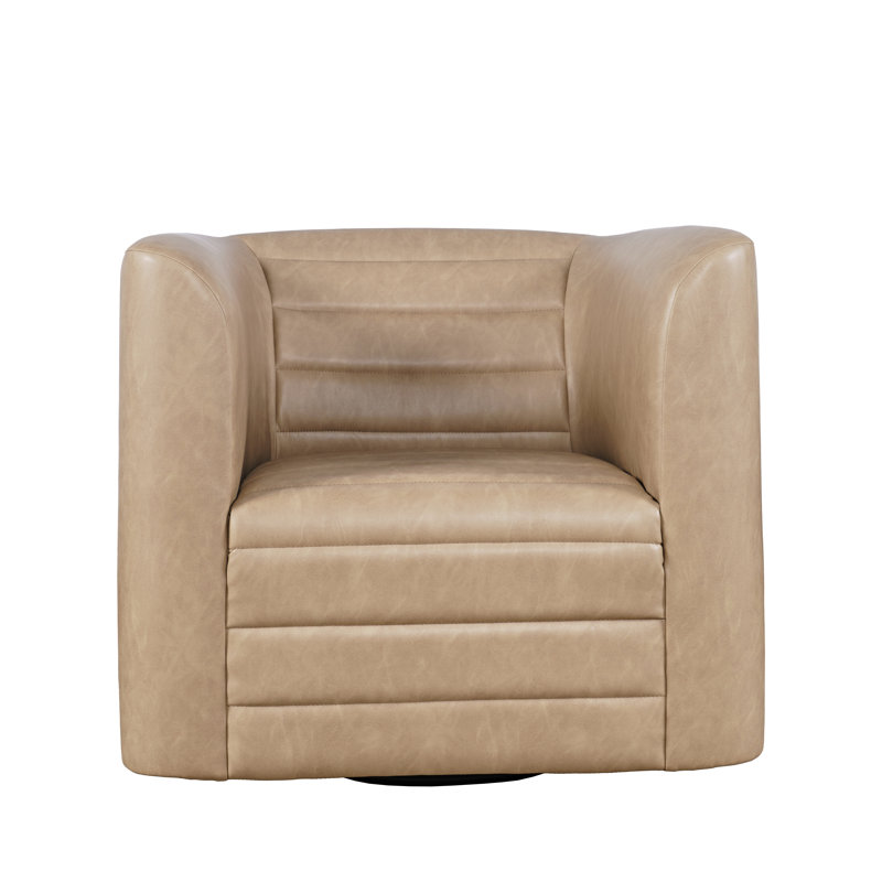 Fauteuil d'appoint pivotant en similicuir moderne GT, Sable