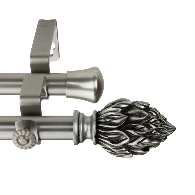 Tringle à rideaux double Leatherhead, 28 po à 48 po, Nickel satiné