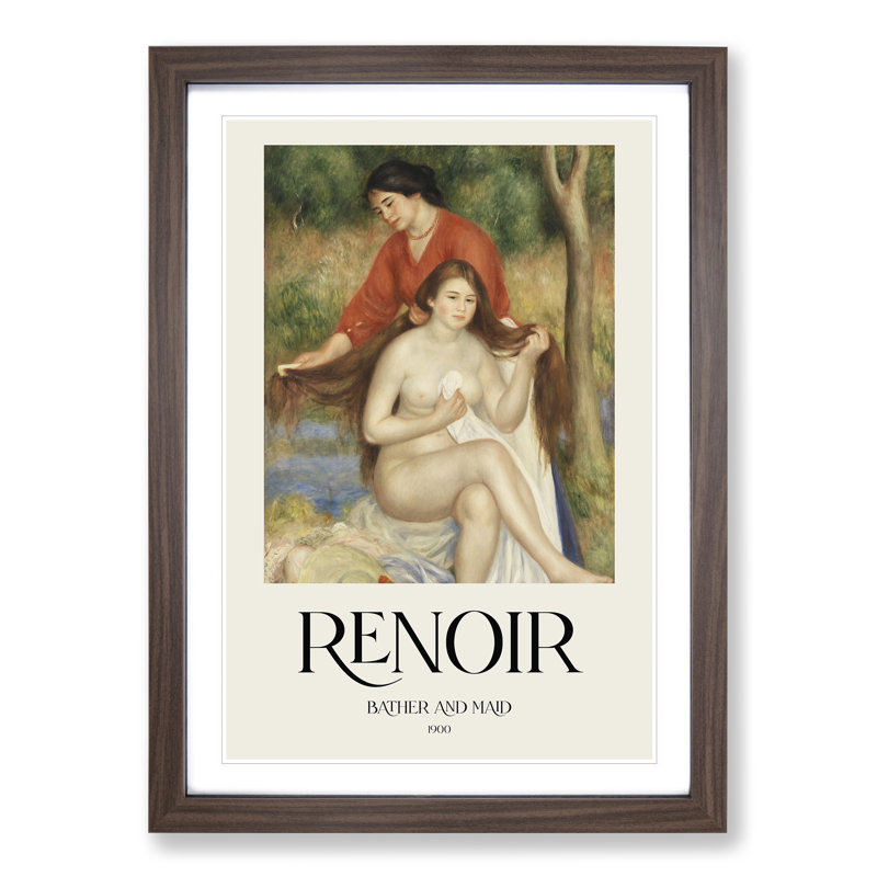 Bather and Maid by Pierre-Auguste Renoir - Picture Frame Graphic Art, Walnut Framed, 65cm H x 48cm W x 2cm D