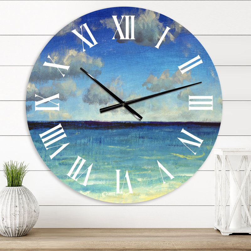 Horloge murale Fiji White Beach Blue Ocean, Petit
