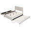 Lit plateforme double tapissier pleine grandeur avec 2 tiroirs et 1 lit gigogne simple, tête de lit classique, beige-130154271