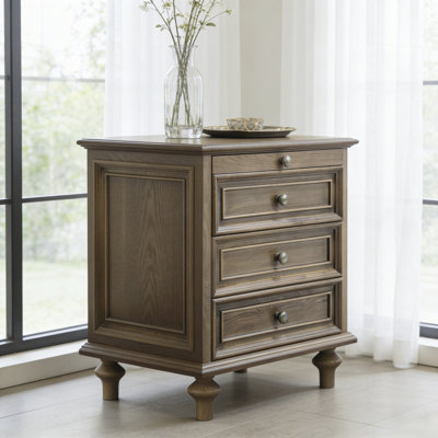 Farmhouse Nightstands with 4 Drawer,Wood Storage End Table with Hidden Pull-Out Shelf