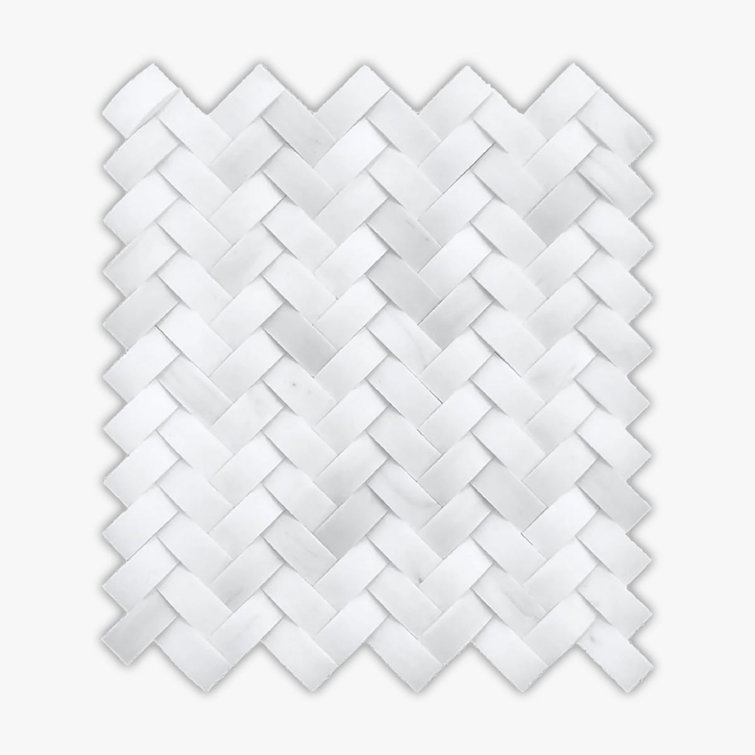 Bianco Dolomiti 11" x 12" Marble Herringbone Mosaic Wall & Floor Tile