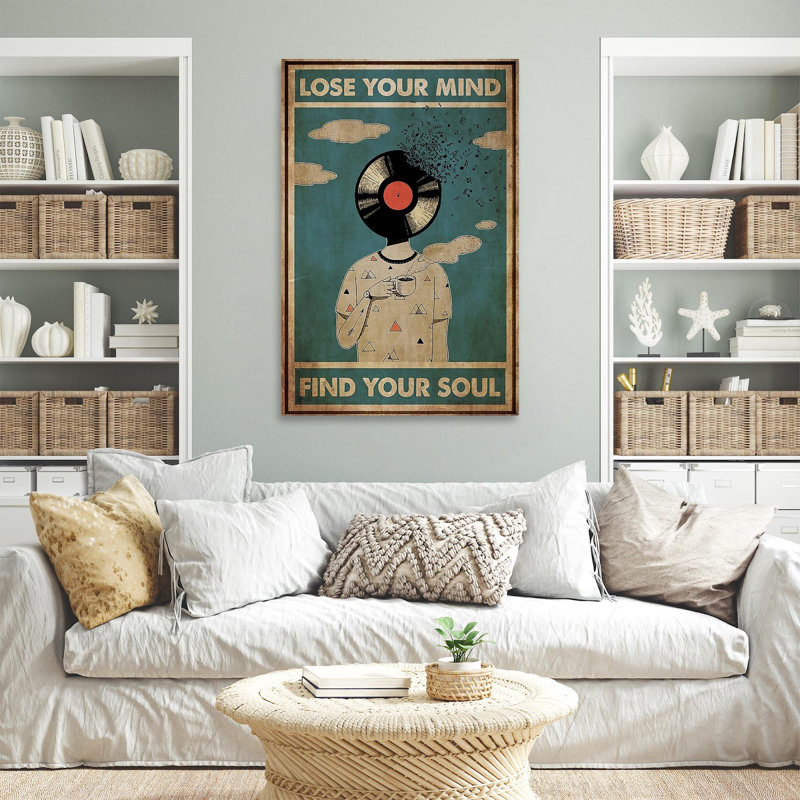 «The Lose Your Mind Find Your Soul» par The Vinyle, art textuel sur toile tendue, H 14 po x l 11 po x P 1,25 po