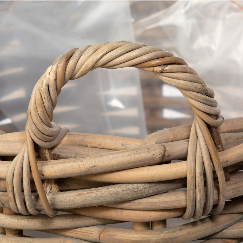 Handwoven Round Rattan Storage Basket Set with Side Handles