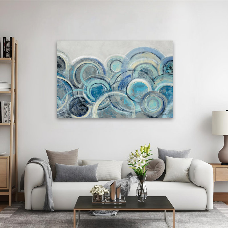 Variation contemporaine bleu-gris, H 60 po x l 40 po