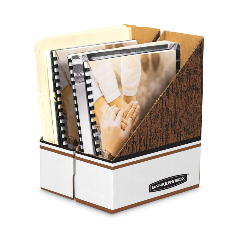 White and Wood Grain Corrugated Paper Magazine File