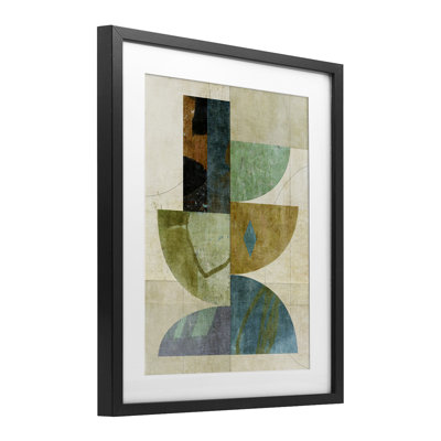 Rustic Curved Arc Shapes Framed Print Under Glass, design by Suzanne Nicoll