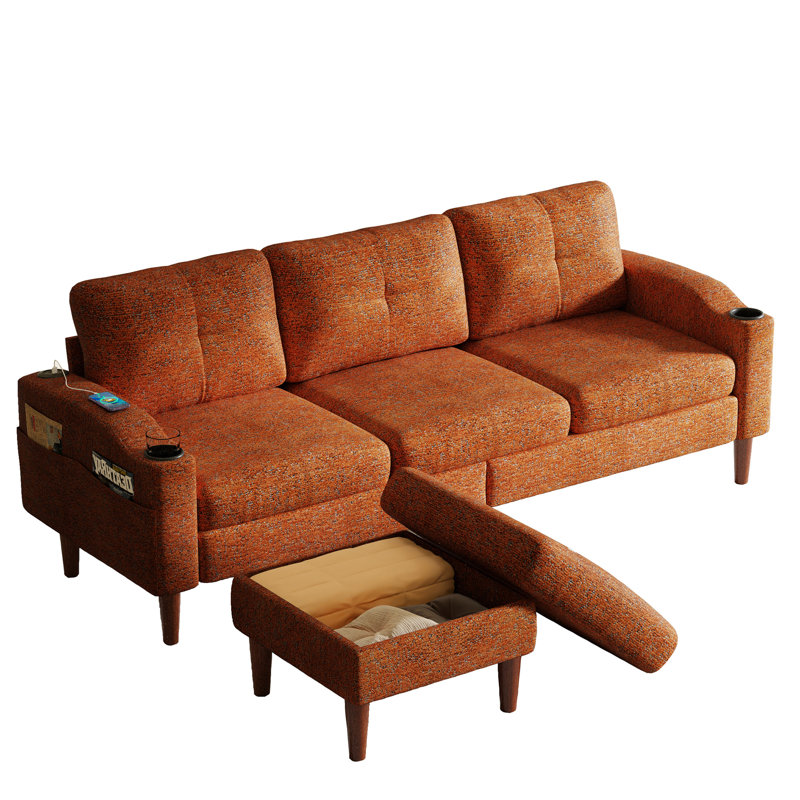 Orange 3 places avec rangement convertible pour le bureau et les petites chambres à coucher., Orange