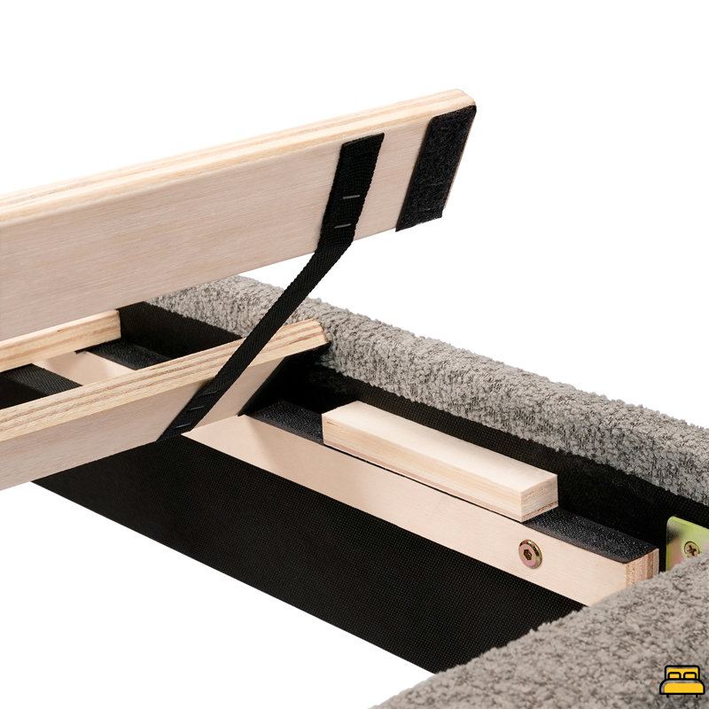 Lit plateforme tapissier touffeté - Grand, Gris