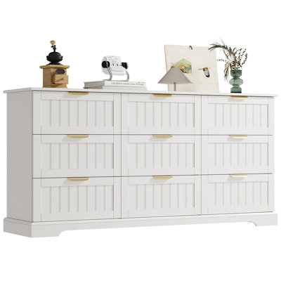 9-Drawer Dresser, 63"W Modern Chest of Drawers with