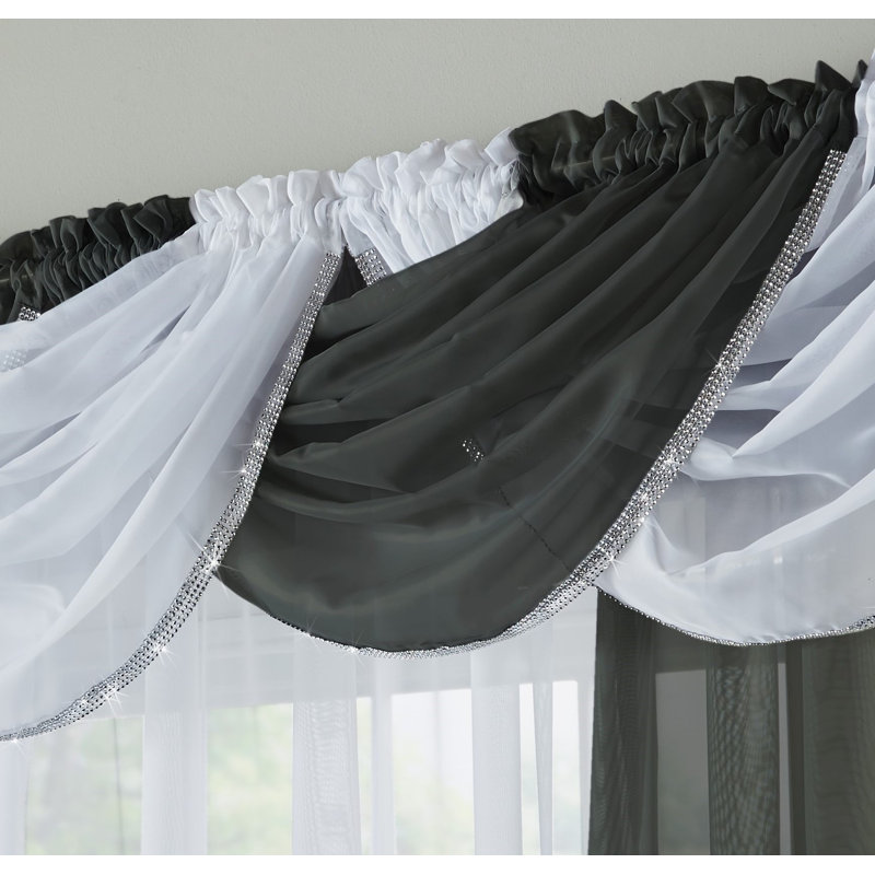 Anson Solid Colour Swag Window Pelmet, Black