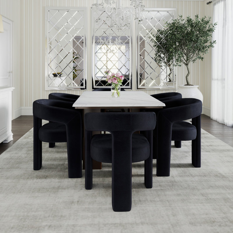 Ensemble de salle à manger moderne, 7 pièces : table, 6 chaises, Noir