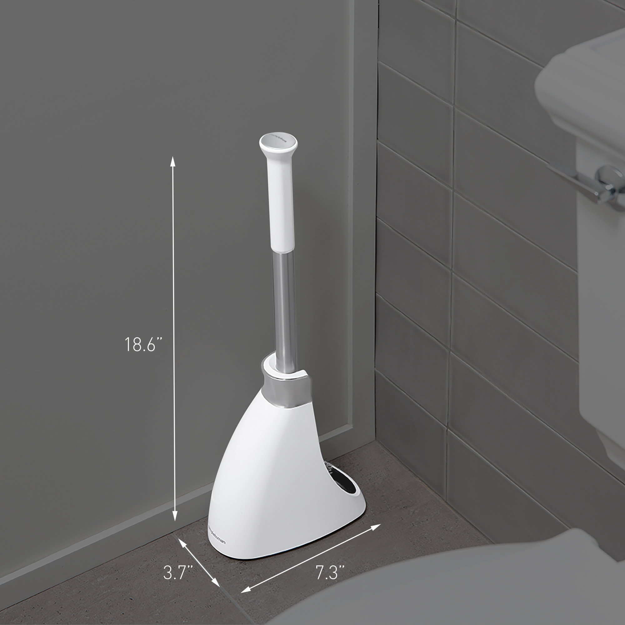 Simplehuman Toilet Brush with Caddy, Stainless Steel, White