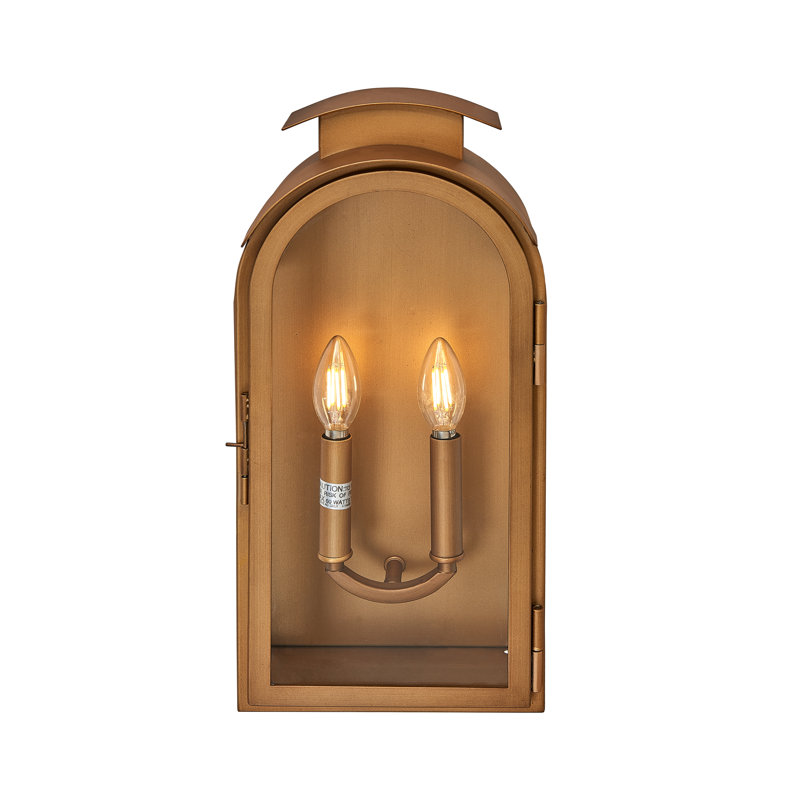 Lanterne murale d'extérieur 2 lumières avec verre transparent, finition dorée