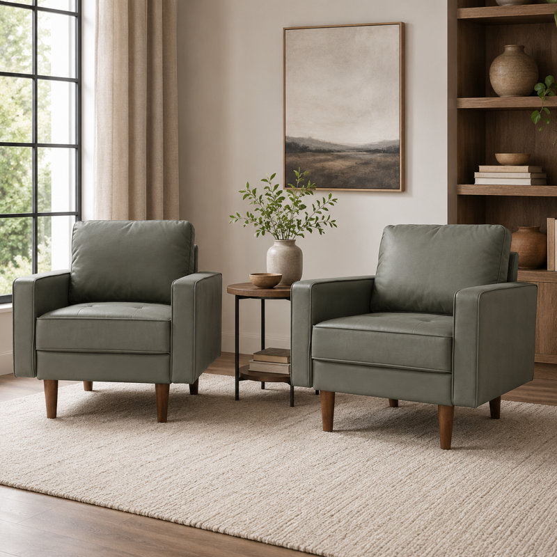 Ensemble de 2 fauteuils d'appoint à accoudoirs carrés carrés et canapé gris Bridgeview, Gris
