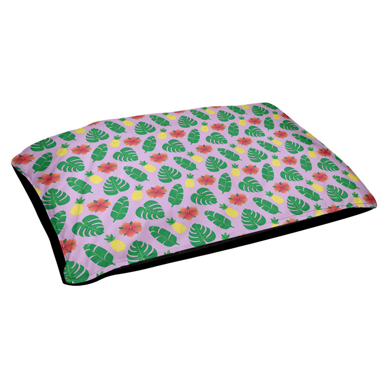 Coussin d'extérieur pour chien Campion, Moyen (L 29,5 po x P19,5 po x H 9,5 po), Mauve, jaune et vert