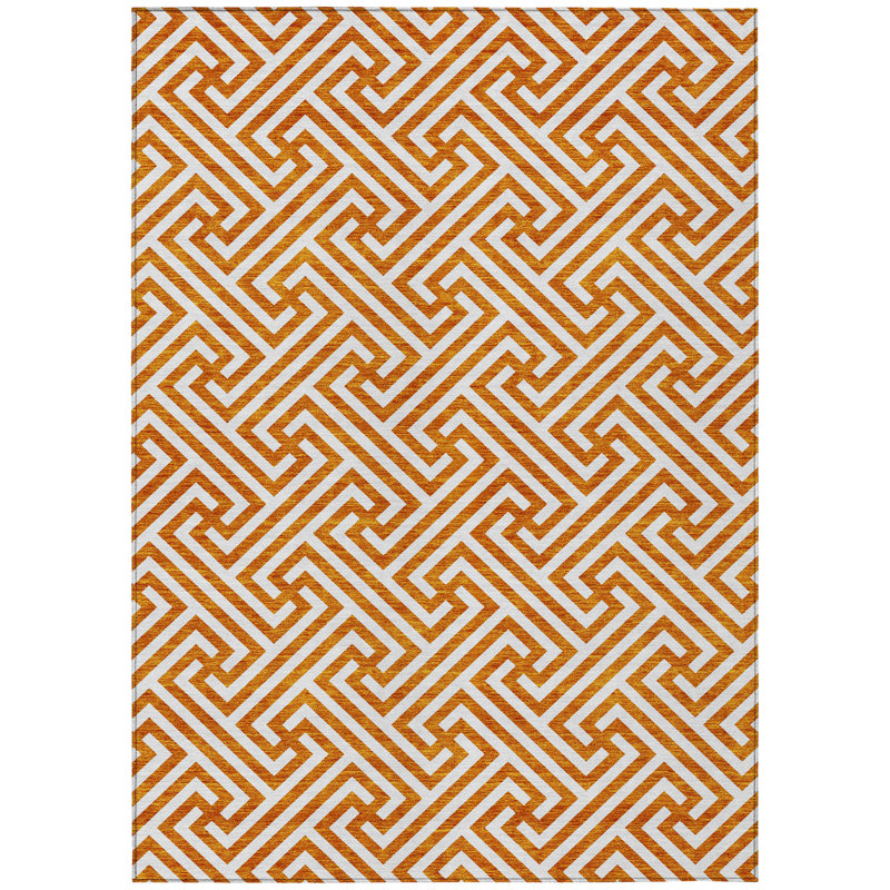 Washable Geometric Indoor / Outdoor Rug, Rectangle 3' x 5'