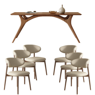 Mykie 6 - Person Solid Wood Solid Wood Top Four Leg Dining Set