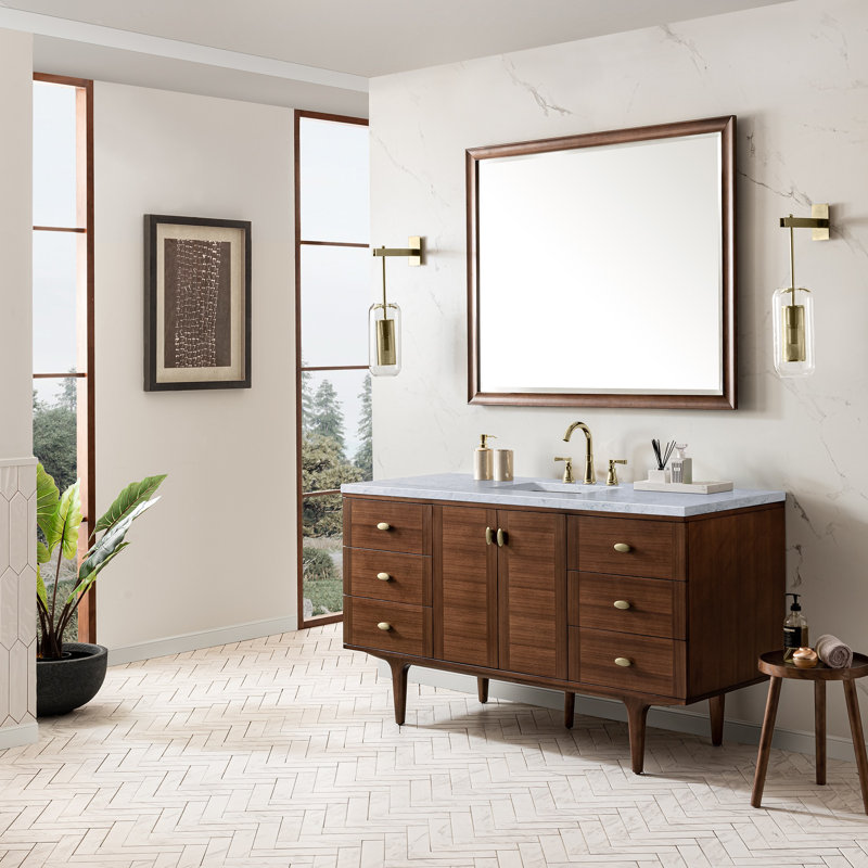 Aliza 60" Single Bathroom Vanity Set, Carrara White, 8" Widespread