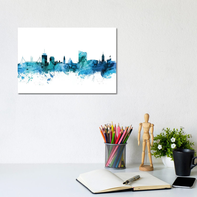 Cardiff, Wales Skyline by Michael Tompsett - Wrapped Canvas Gallery-Wrapped Canvas Giclée, 20.32 cm H x 30.48 cm W