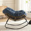Oversize Egg‑Shaped Wicker Rocking Chair, Papasan Rocker with Thick Soft Fabric Cushion, Powder‑Coated Metal Frame, Anti‑Slip Foot Pads, Indoor Outdoor Rocking Chair for Porch, Balcony, Living Room & Bedroom-135272449