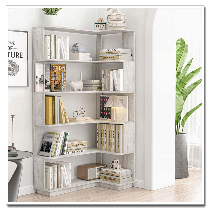 Bibliothèque de coin autoportante, Gris clair