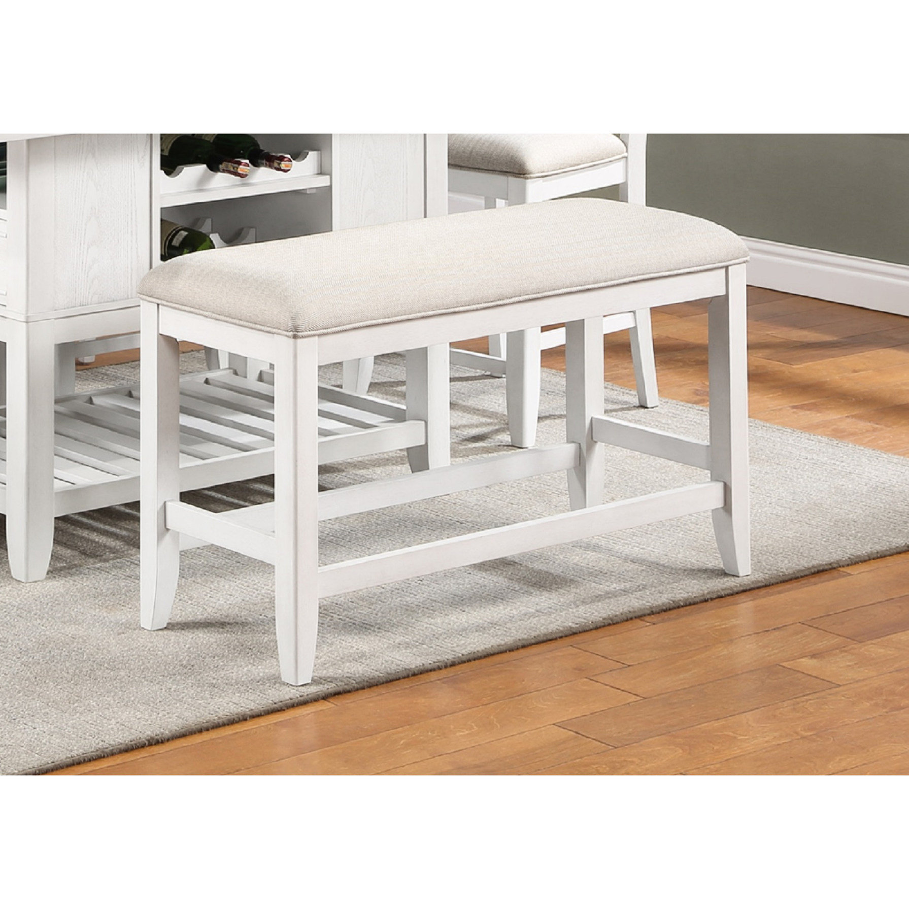 Transitional Bench August Grove Upholstered Counter-height Seat In Dark Grey ...