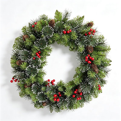 Couronne de Noël 30 po, décoration de porte d'entrée des Fêtes, décoration de Noël intérieure et extérieure