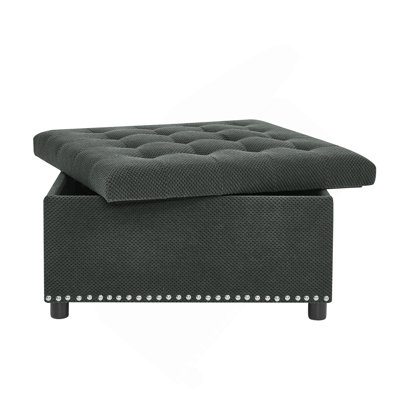 Storage Ottoman, Tufted Footstool, Nailhead Trim Ottoman, Square Storage Ottoman, Upholstered Coffee Table, Bedroom Storage, Living Room Accent, Small Space Furniture, Home Decor.