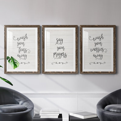 «Say Your Prayers», ensemble de 3 encadrements d'art textuel