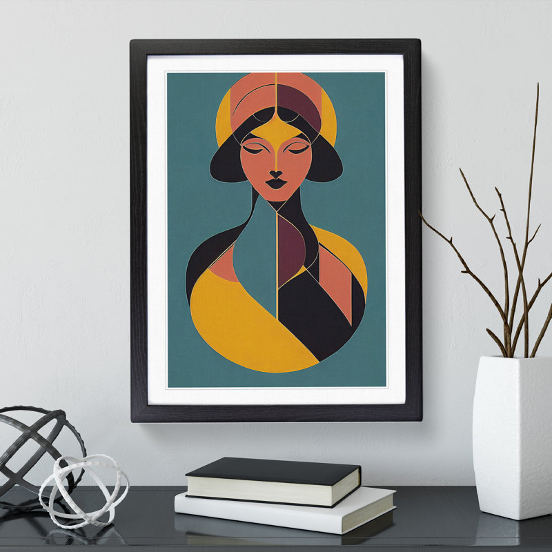 Abstract Coloured Woman No.3 - Single Picture Frame Print, Black, 64cm H x 46cm W x 2cm D