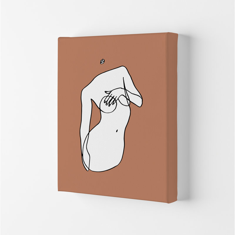 Covering Breasts With One Hand Terracotta - Print on Canvas, Wrapped Canvas, 59.4cm H x 42cm W x 4cm D