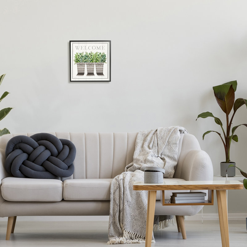 Motif de bienvenue «Cottage Cottage» par Elizabeth Tyndall - impression graphique, Giclée encadrée noir minuit