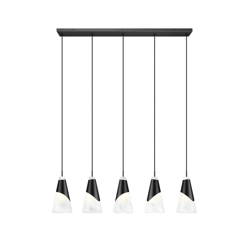Lustre linéaire Jamess, 5 lumières, Noir mat