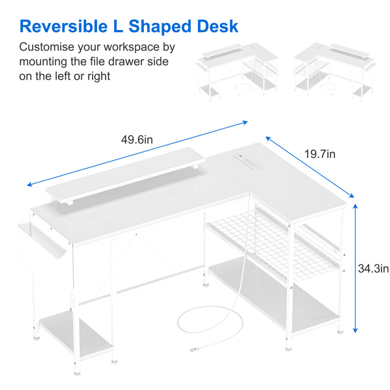 Laurenmarie Computer Table, White, White