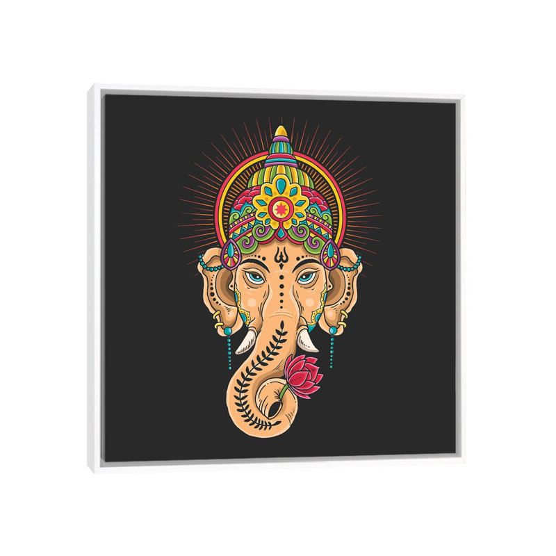 God Shiva Tibetan Motive par - Toile tendue, Toile avec cadre blanc, H 12 po x l 12 po x P 1,5 po