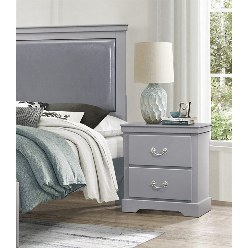 Table de chevet 2 tiroirs Jeffers, Gris
