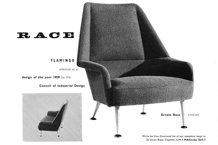 Ernest Race Flamingo chair. Design of the Year 1959 by the Council of Industrial Design