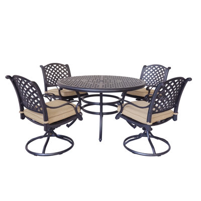 5-Piece Cast Aluminum Round Dining Set