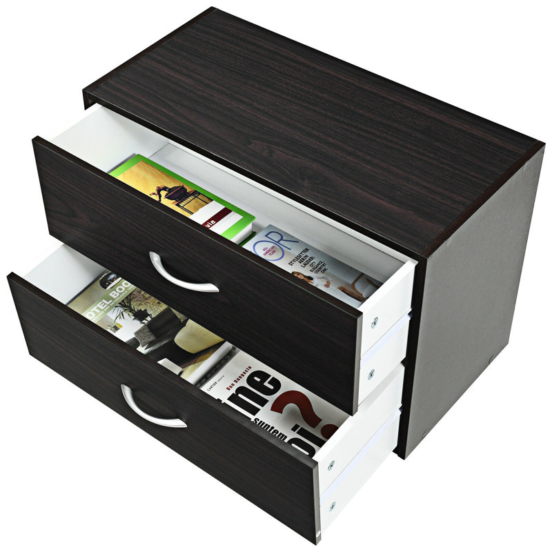 Commode de rangement 2 tiroirs Aylinne, Noir