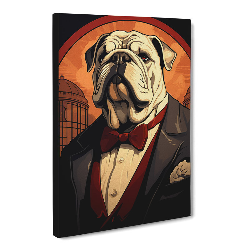 British Bulldog Art Deco Art - Print, 76cm H x 50cm W x 3cm D